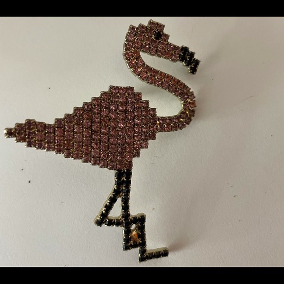 Light Pink Flamingo Earrings Crystal Paved - Picture 4 of 7